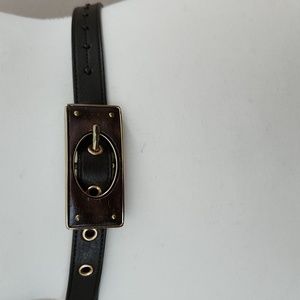 Chico's NWT Women's Belt Brown Leather size M/L. Gold and Brown Buckle